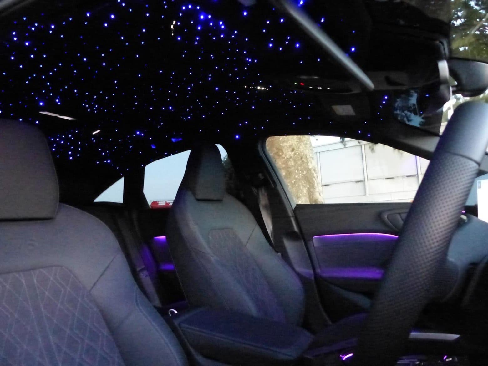 Custom starlight headliner with ambient lighting
