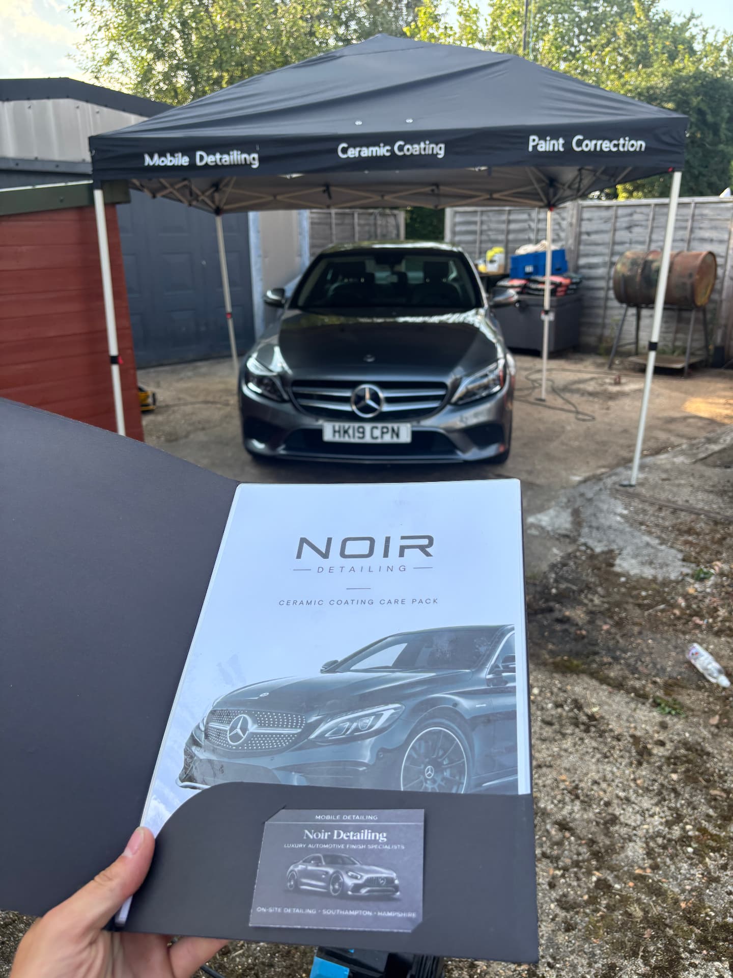 Mercedes-Benz ceramic coated under Noir gazebo